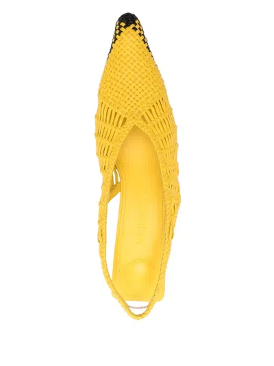 Jacquemus Woven Slingback Shoes With Pointed Toe In Yellow