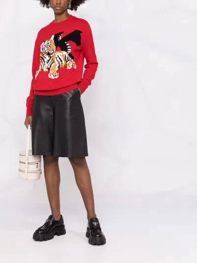 Krizia Wool Sweater With Front Embroidery In 红色