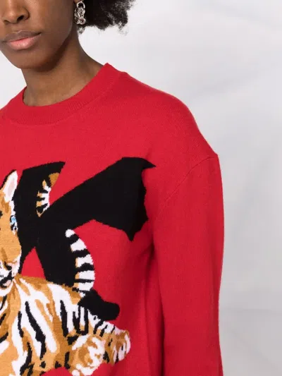 Krizia Wool Sweater With Front Embroidery In 红色