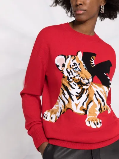 Krizia Wool Sweater With Front Embroidery In 红色