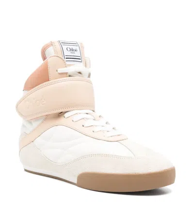 Chloé Kick Sneakers In White Suede And Leather In Pink