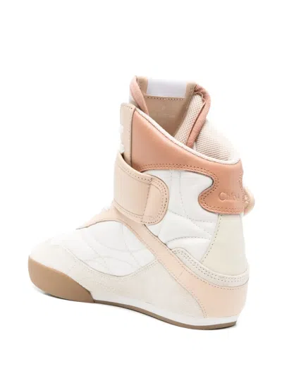 Chloé Kick Sneakers In White Suede And Leather In Pink