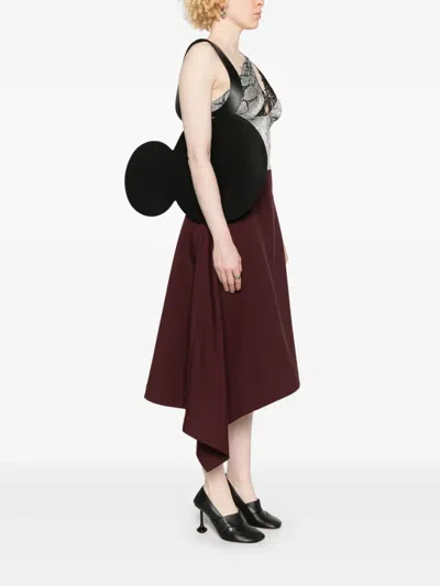 Coperni Mickey Black Handbag With Cut-out Handle And Logo Lettering On The Front In Leather