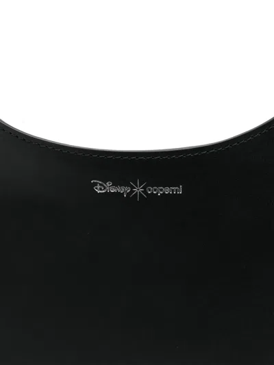 Coperni Mickey Black Handbag With Cut-out Handle And Logo Lettering On The Front In Leather