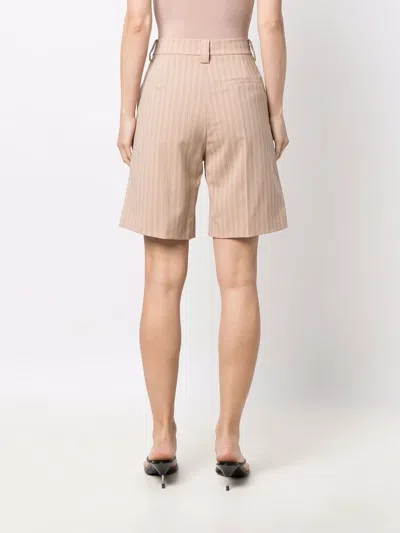 Krizia Wool Blend Bermuda Shorts With Striped Motif In 中性色