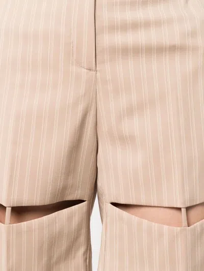 Krizia Wool Blend Bermuda Shorts With Striped Motif In 中性色