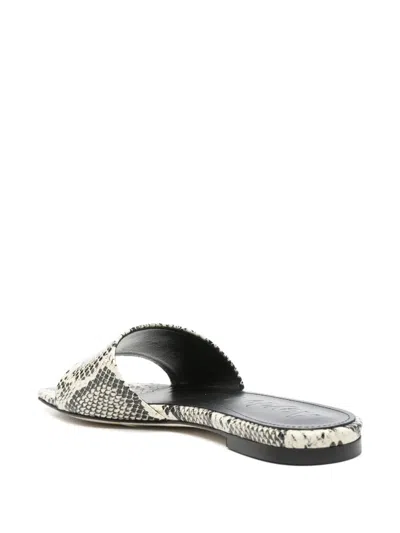 Aeyde Anna Snake-effect Leather Slides In 中性色