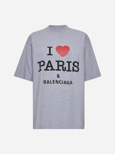 Balenciaga Grey Crewneck T-shirt With Maxi Logo Print On The Front In Cotton Woman