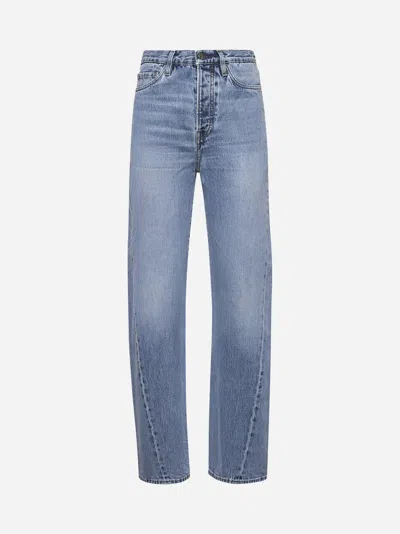 Totême Womens True Vintage Low Straight-leg Denim Jeans In Worn Blue