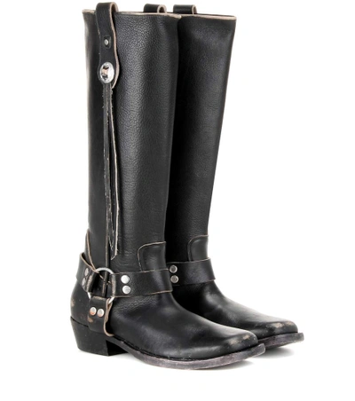 Shop Balenciaga Leather Boots In Eoir Ecru