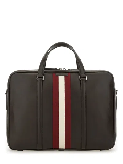 Bally Black Leather Briefcase In Brown