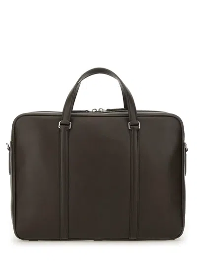 Bally Black Leather Briefcase In Brown