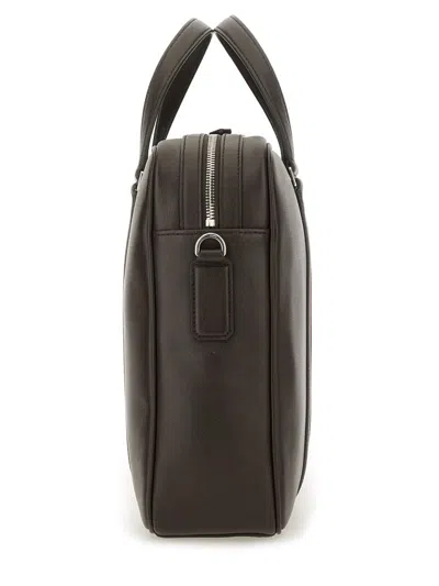 Bally Black Leather Briefcase In Brown