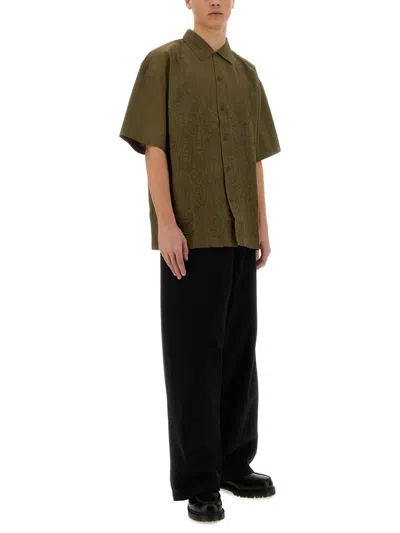 Ymc You Must Create Ymc Green Textured Cotton "ciders" Shirt In Brown