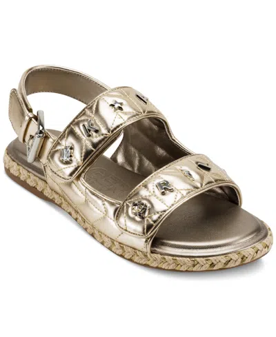 Karl Lagerfeld Women's Charlay Almond Toe Flat Sandals In White Gold