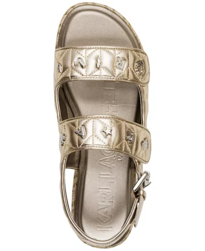 Karl Lagerfeld Women's Charlay Almond Toe Flat Sandals In White Gold