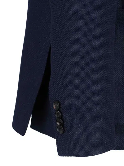 Tagliatore Wool Canvas Double-breasted Blazer In Navy