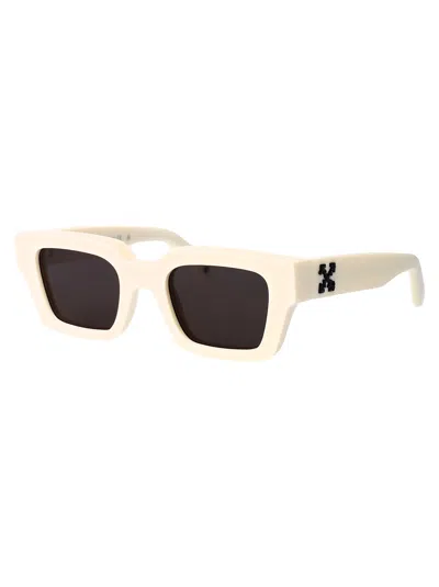Off-white White Dark Grey Acetate Sunglasses In White Dark Grey
