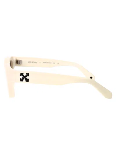 Off-white White Dark Grey Acetate Sunglasses In White Dark Grey