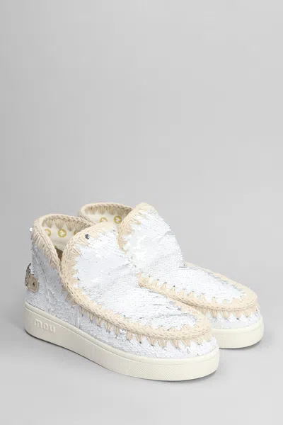 Mou Eskimo New Low Heels Ankle Boots In White Synthetic Fibers In White