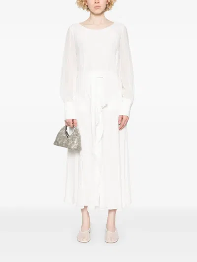 De Santis Draped Midi Skirt In White