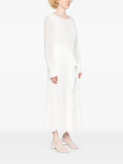 De Santis Draped Midi Skirt In White