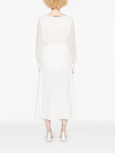 De Santis Draped Midi Skirt In White