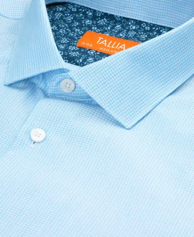 Tallia Men's Slim Flit Dobby Micro-grid Button-front Dress Shirt In Blue