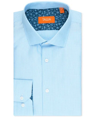 Tallia Men's Slim Flit Dobby Micro-grid Button-front Dress Shirt In Blue