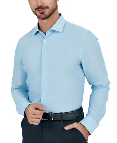 Tallia Men's Slim Flit Dobby Micro-grid Button-front Dress Shirt In Blue