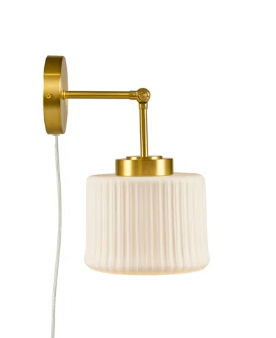 Ink+ivy Luminex White Ceramic Wall Sconce With Adjustable Swing Arm In Gold/white Color In Gold,white