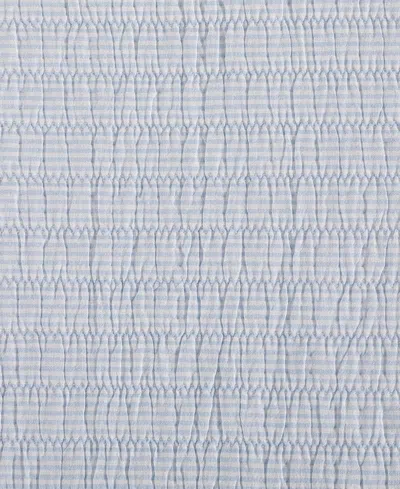 Tommy Hilfiger 136 Thread Count Ithaca Stripe Cotton Reversible Quilt Set In White,boathouse Blue