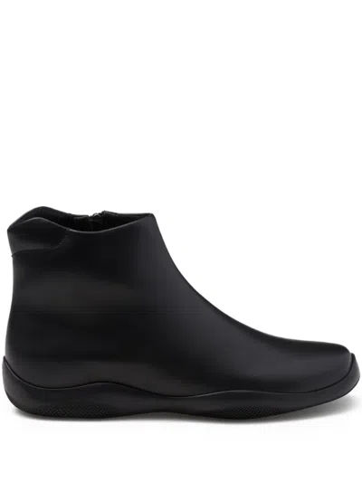 Prada Mens Black Toblach High Top Leather Ankle Boots Eur 43 / 9 Uk In Black