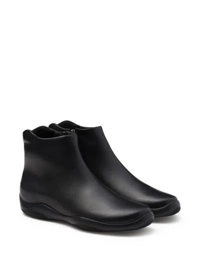 Prada Mens Black Toblach High Top Leather Ankle Boots Eur 43 / 9 Uk In Black