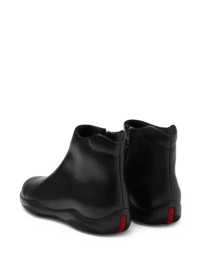 Prada Mens Black Toblach High Top Leather Ankle Boots Eur 43 / 9 Uk In Black