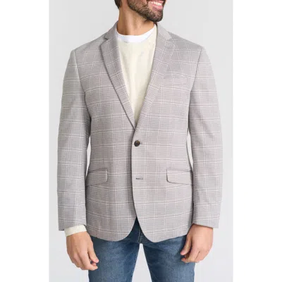 Savile Row Co Windowpane Plaid Knit Sport Coat In Grey