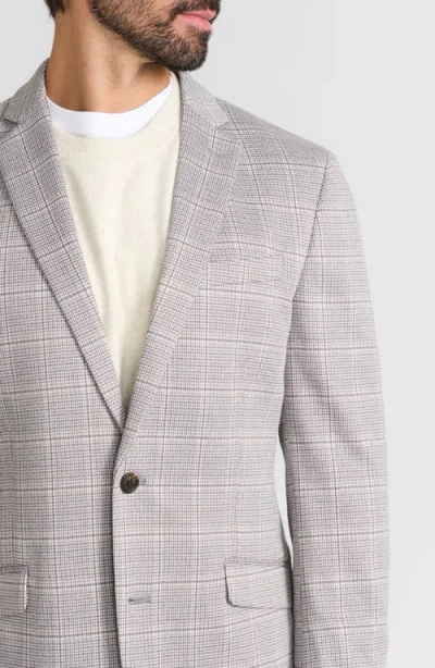 Savile Row Co Windowpane Plaid Knit Sport Coat In Grey