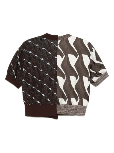 Jnby Panelled Cardigan In Brown