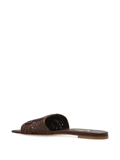 Casadei Brown Slide Sandals With Embossed Logo