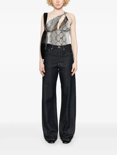Coperni Asymmetric Bodysuit In Grey