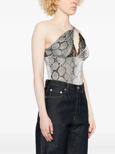 Coperni Asymmetric Bodysuit In Grey