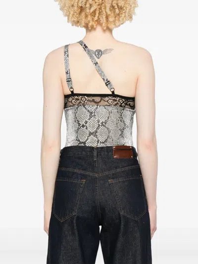 Coperni Asymmetric Bodysuit In Grey