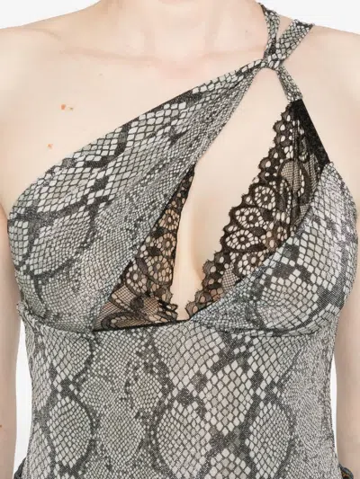 Coperni Asymmetric Bodysuit In Grey