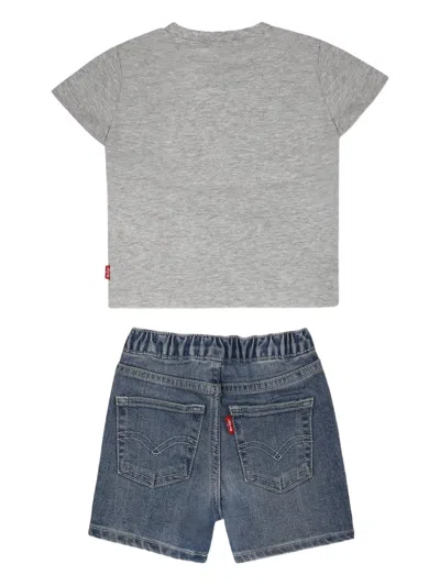 Levi's Multicolor Suit For Baby Boy With Bear In Grey