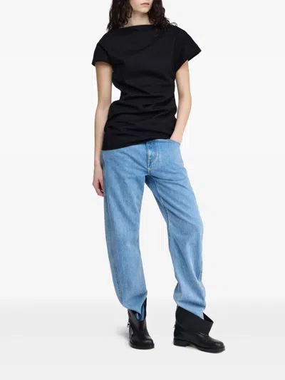 Jw Anderson Lace-trimmed Asymmetric Cotton Top In Black