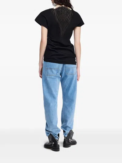Jw Anderson Lace-trimmed Asymmetric Cotton Top In Black