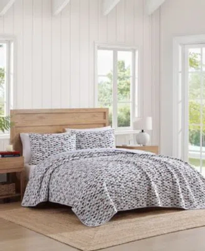 Tommy Hilfiger Boating Flags Cotton Reversible 3-pc. Quilt Set, King In White,pale Blue,red