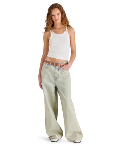 Steve Madden Women's The Mega High-rise Baggy Cotton Jeans In Stone Blue