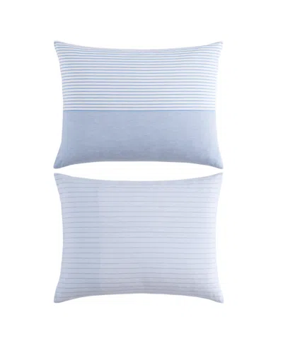 Tommy Hilfiger Modern Stripe Cotton 2-pc. Comforter Set, Twin In White,pale Blue,dark Blue