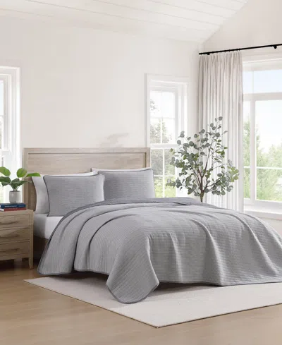 Tommy Hilfiger Ithaca Stripe Cotton Reversible 2-pc. Quilt Set, Twin In White,core Navy